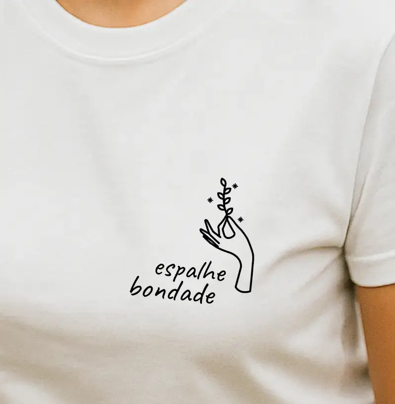 Camiseta “Espalhe Bondade” – Estampa Line Art Minimalista para presente algodão premium