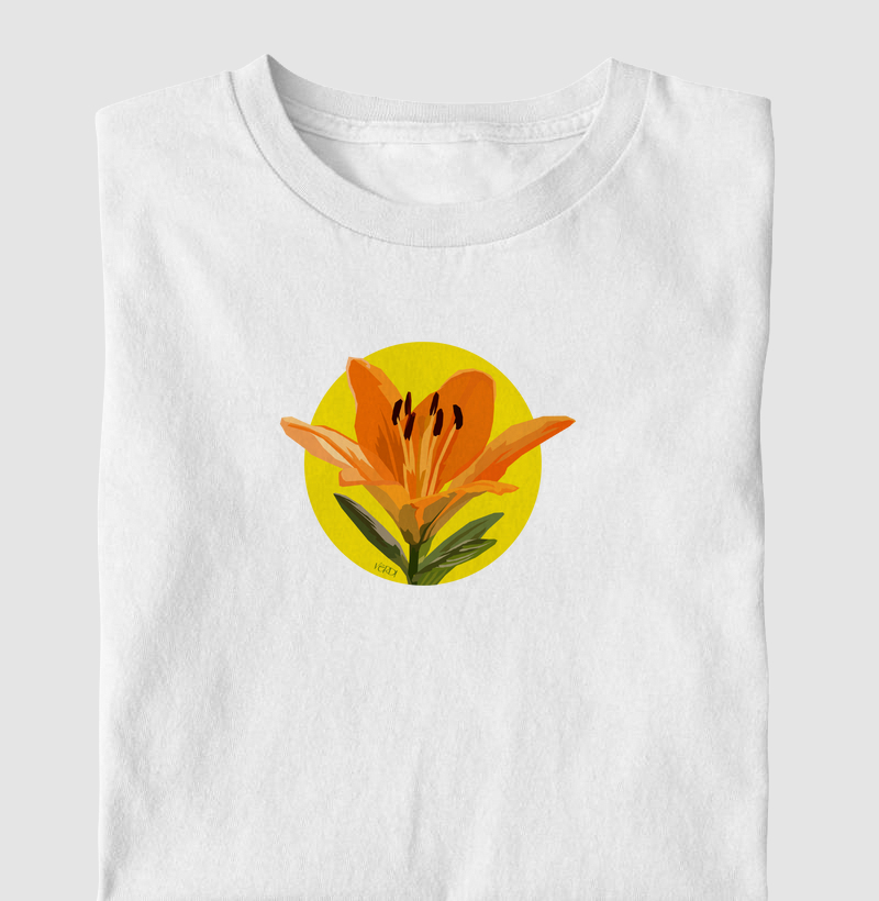 Lírio laranja fundo amarelo