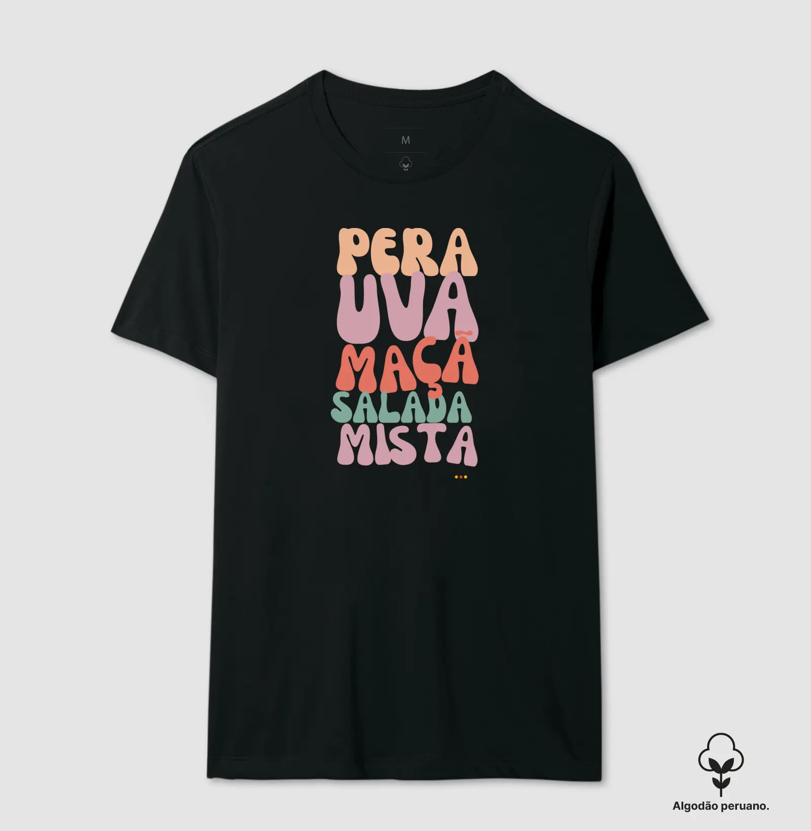 Camiseta Algodão Peruano Pera Uva Maça Salada Mista