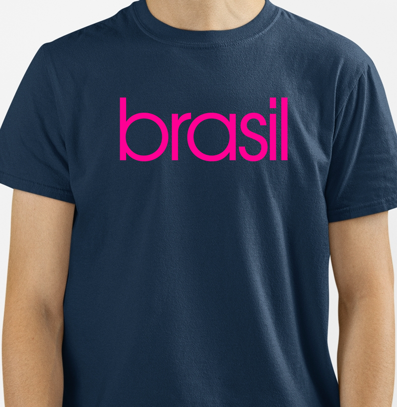 Camiseta Masculina Brasil Estampa Rosa