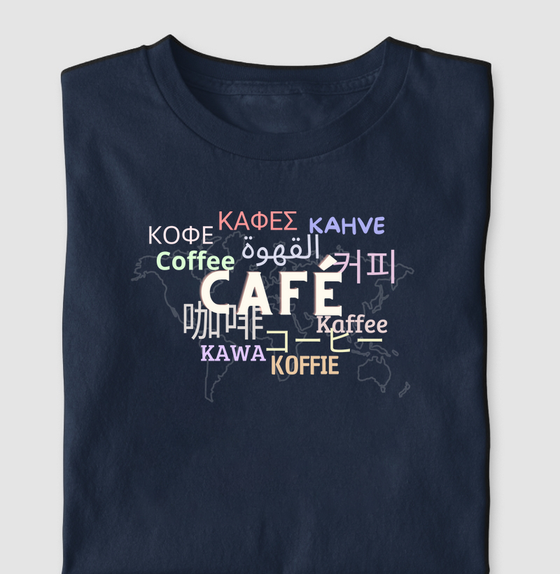 Camiseta Café ao Redor do Mundo Algodão Nacional