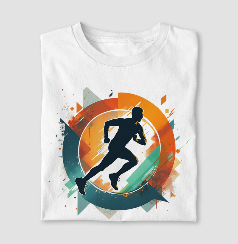 Estampa Gráfica Esportiva | Design Abstrato de Energia e Movimento | Camiseta Exclusiva para Amantes de Esportes