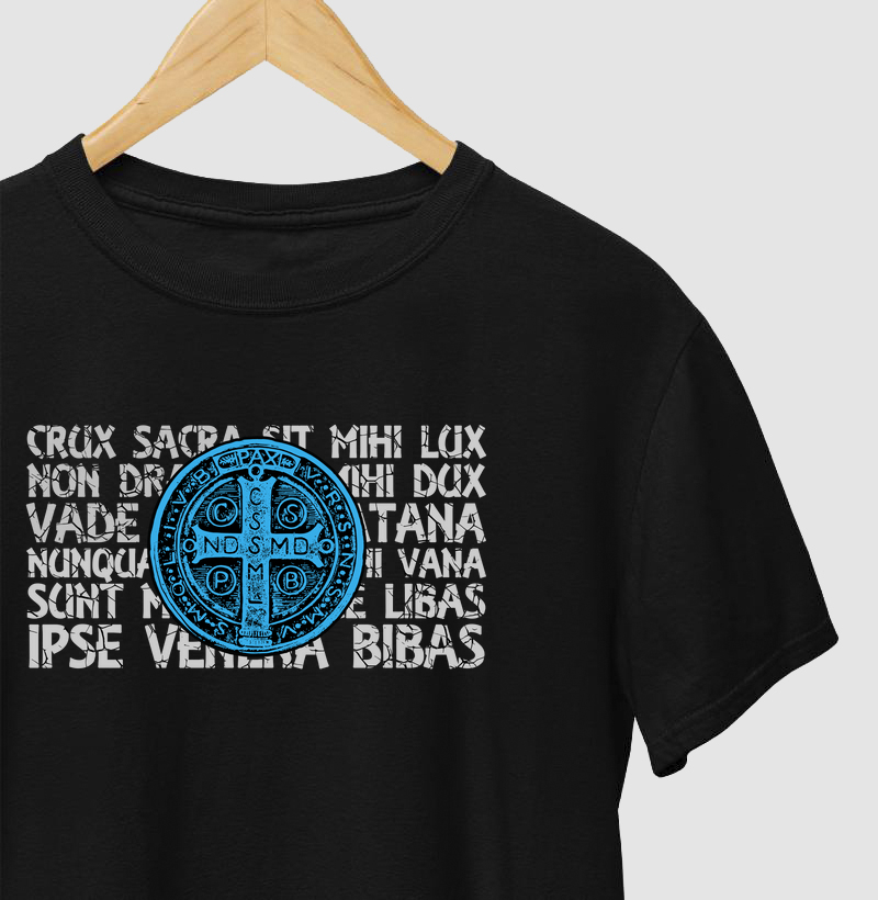 Medalha de São Bento e a Oração cor Azul
