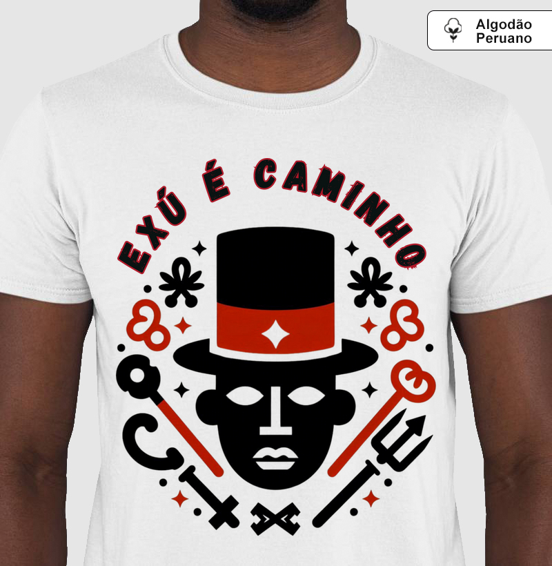 Camiseta Premium Arte Exú é caminho Algodão Peruano