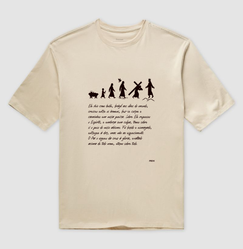 Camiseta Oversized com Estampa - A Evolução de Jesus