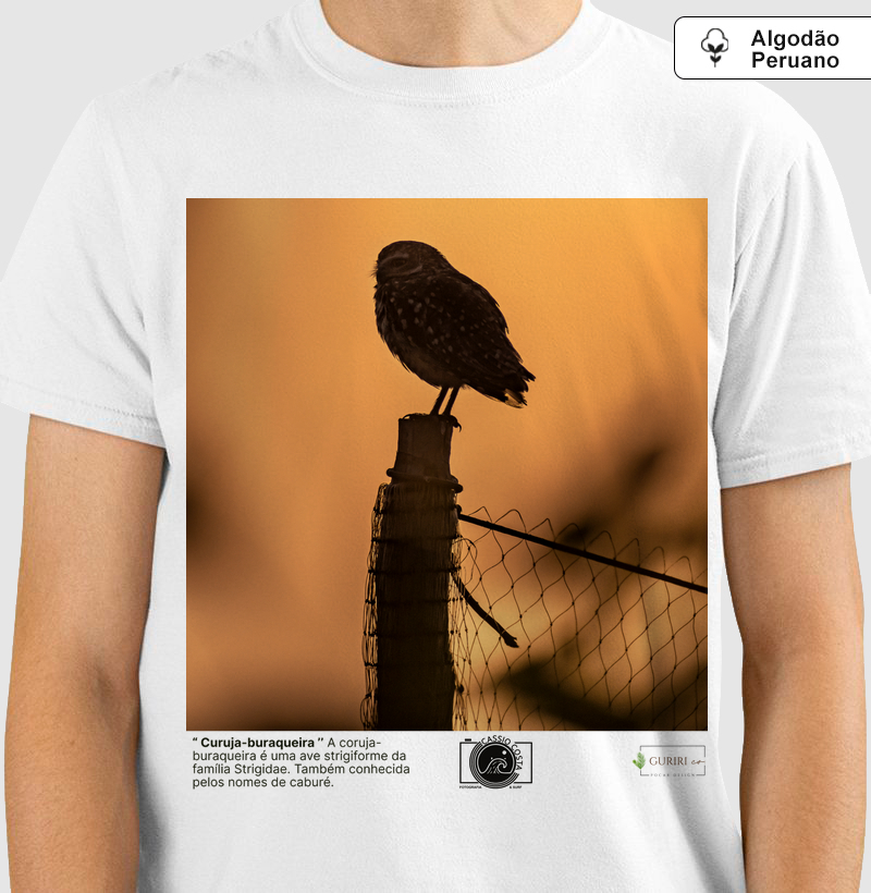 Camiseta Algodão Peruano - COLAB - Coruja Buraqueira - by Cássio Fotografia