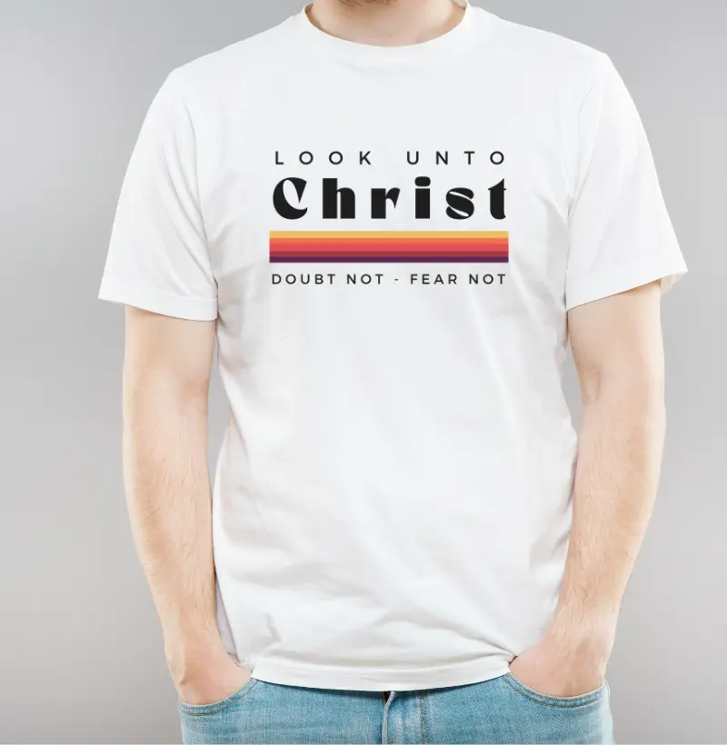 CAMISETA- LOOK UNTO CHRIST - TEMA DOS JOVENS 2025 - BUSQUE A CRISTO, NÃO DUVIDEIS, NÃO TEMAIS