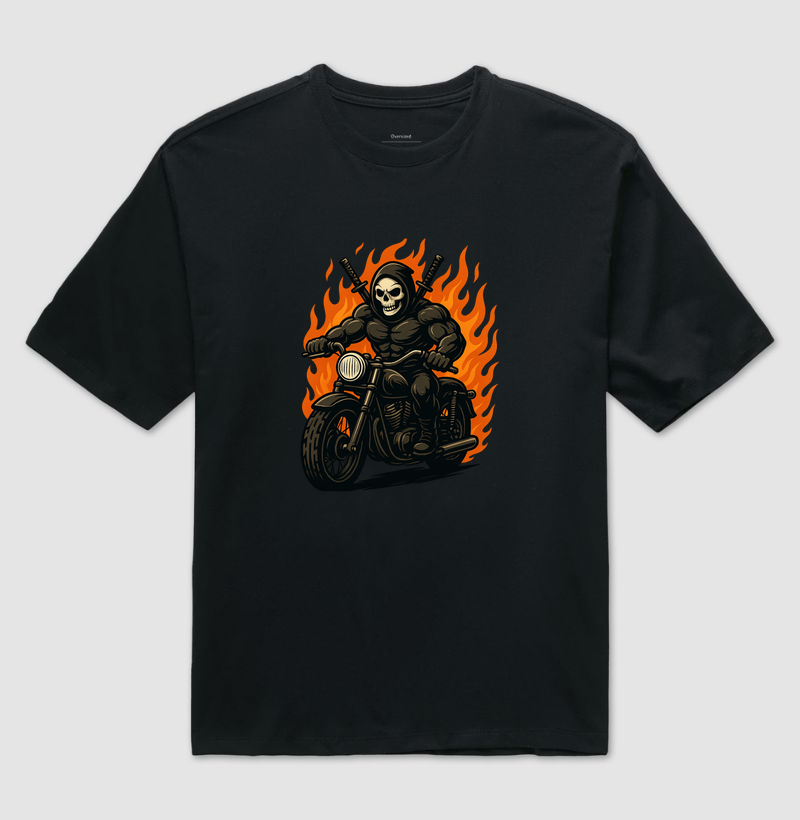 Caveira de Moto com Fogo