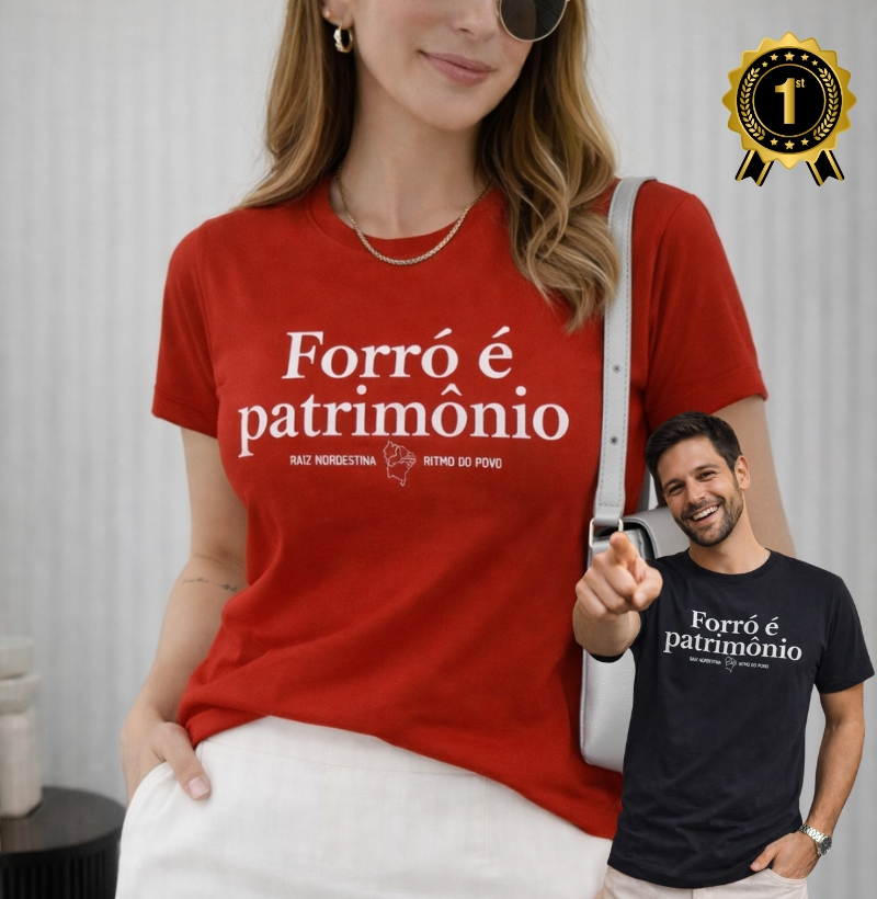 Camiseta Forró é patrimônio | Malha premium 100% algodão