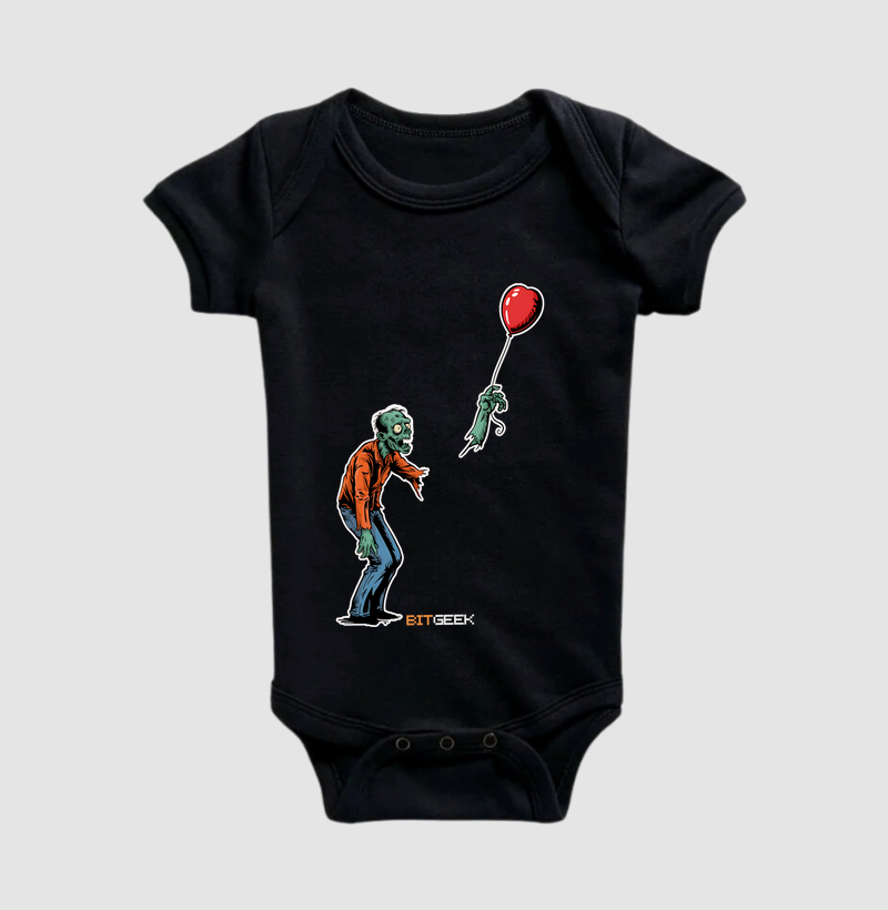 Body Infantil Balão de Coração Zumbi