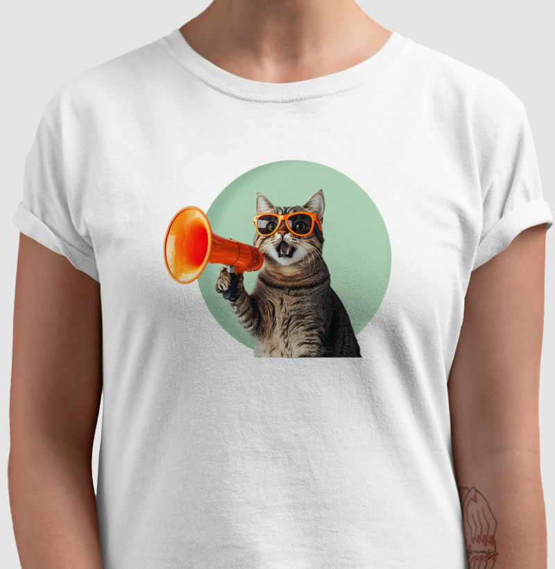 Gato com Megafone – Estampa Criativa e Cheia de Atitude | TODAY