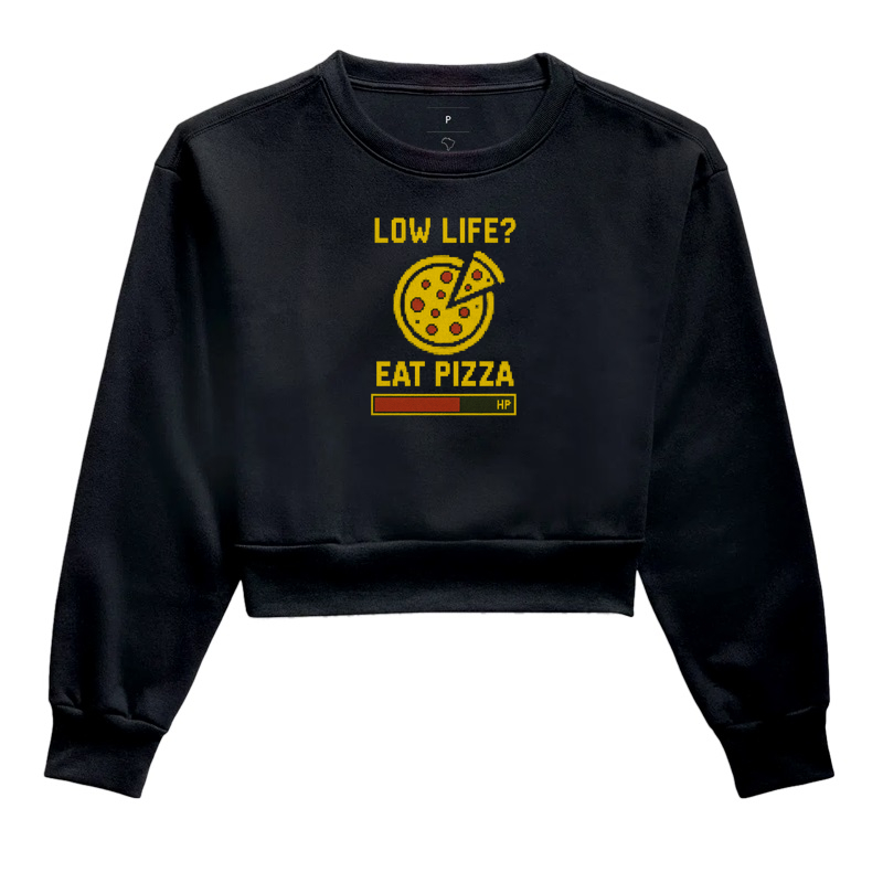 Camiseta Gamer “Low Life? Eat Pizza.” – Versão Clássica | ManaMoney