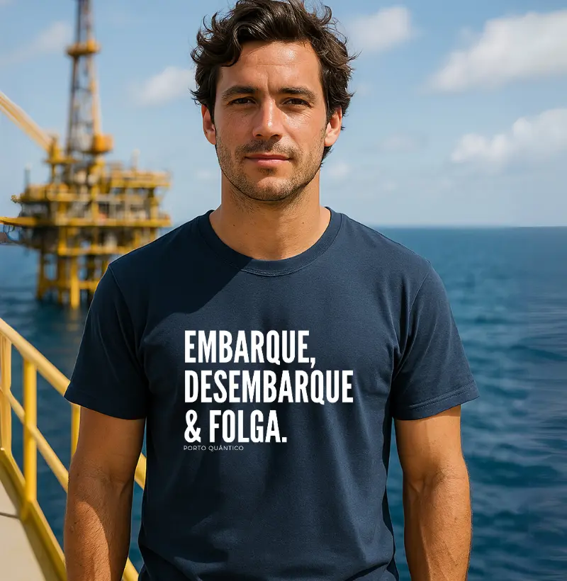 Camiseta Unissex 100% Algodão - Embarque, Desembarque & Folga