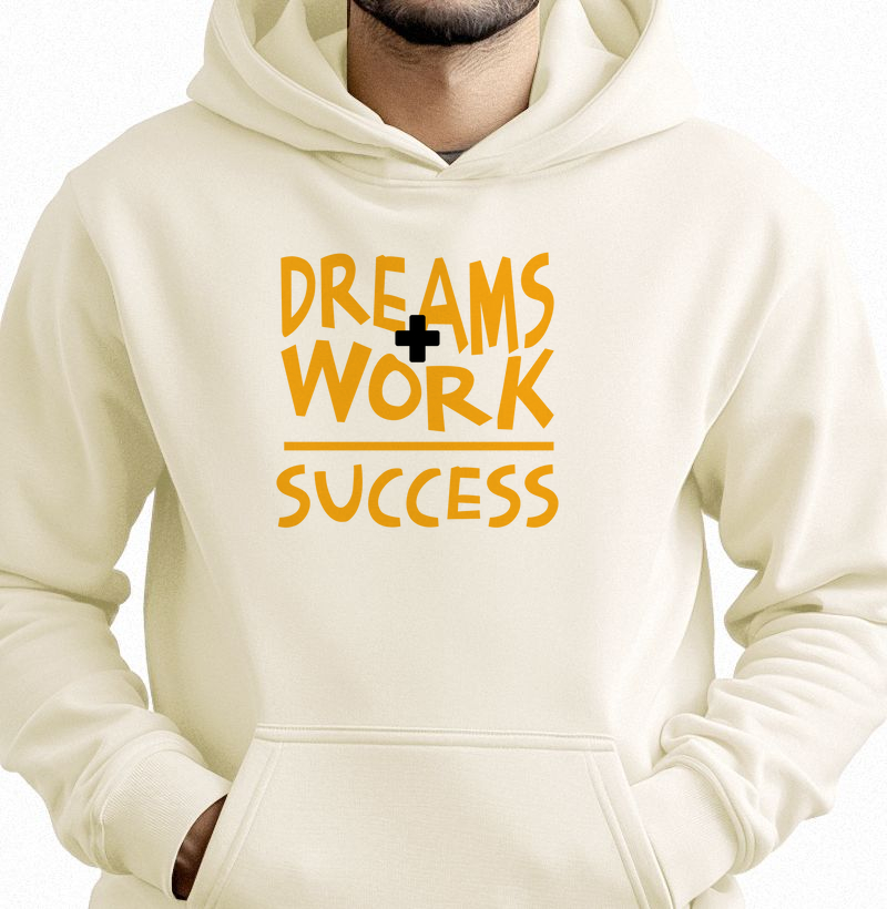 Sonhos + Trabalho = Sucesso: Moletom com Bolso - Vista Sua Determinação