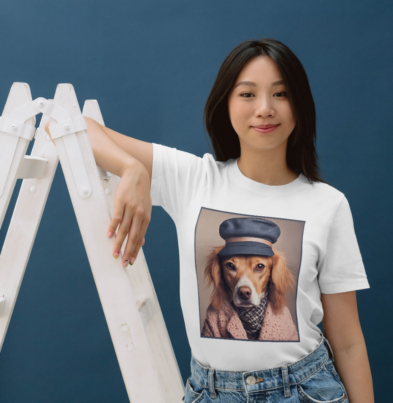Camiseta Reserva Ink - Cachorro Estiloso Caramelo com Quepe