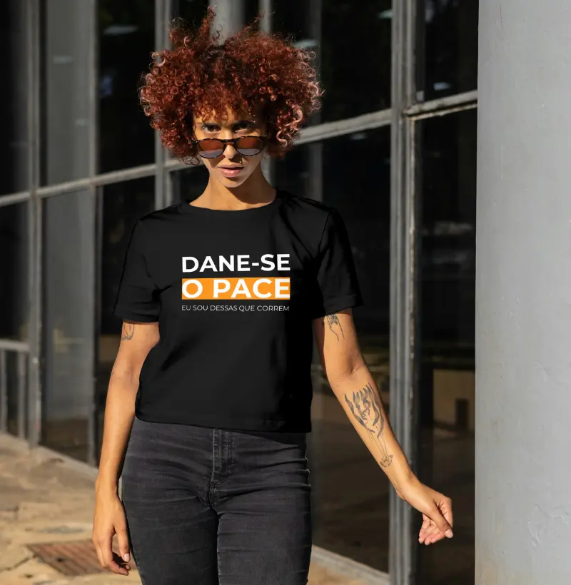 Camisa Feminina Preta Dane-Se O Pace; 100% Algodão