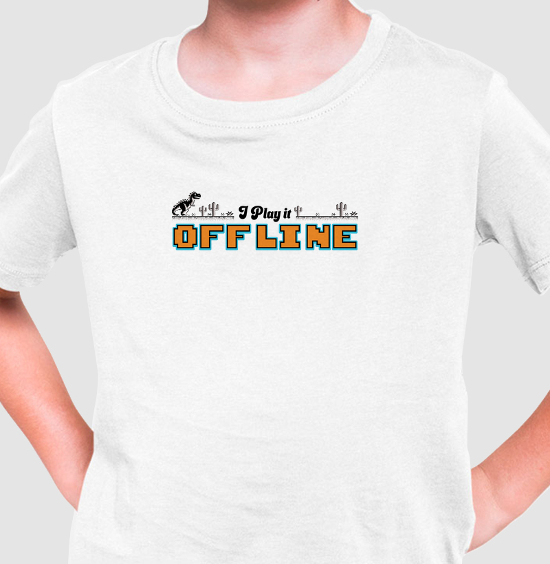 Camiseta Infantil Gamer “I Play It Offline”