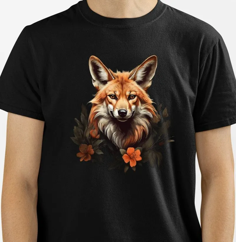 Camiseta Lobo Guará flores 