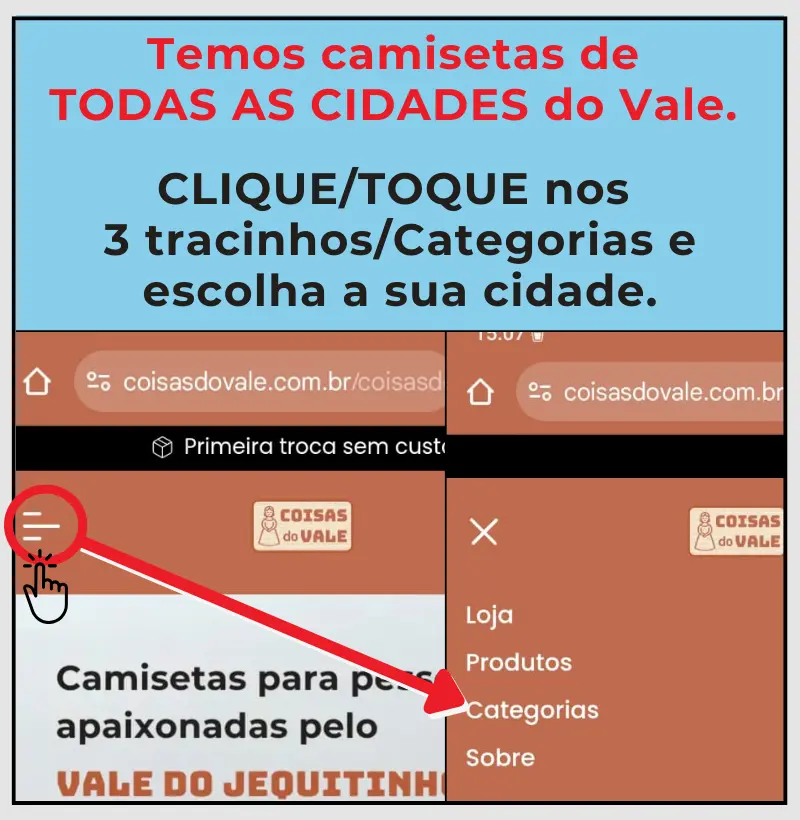 Temos camisetas de todas as cidades do Vale a partir de: