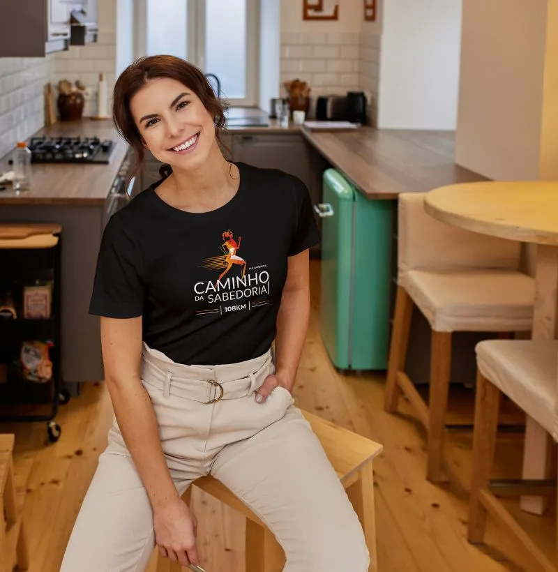 Camiseta Feminina Preta Caminho da Sabedoria; 100% Algodão