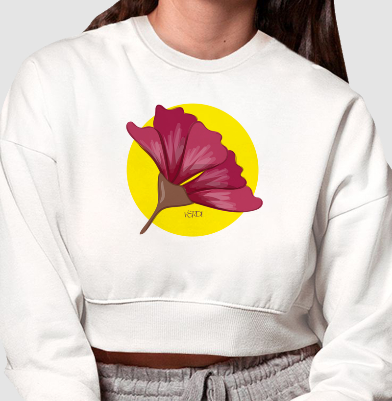 Flor rosa fundo amarelo