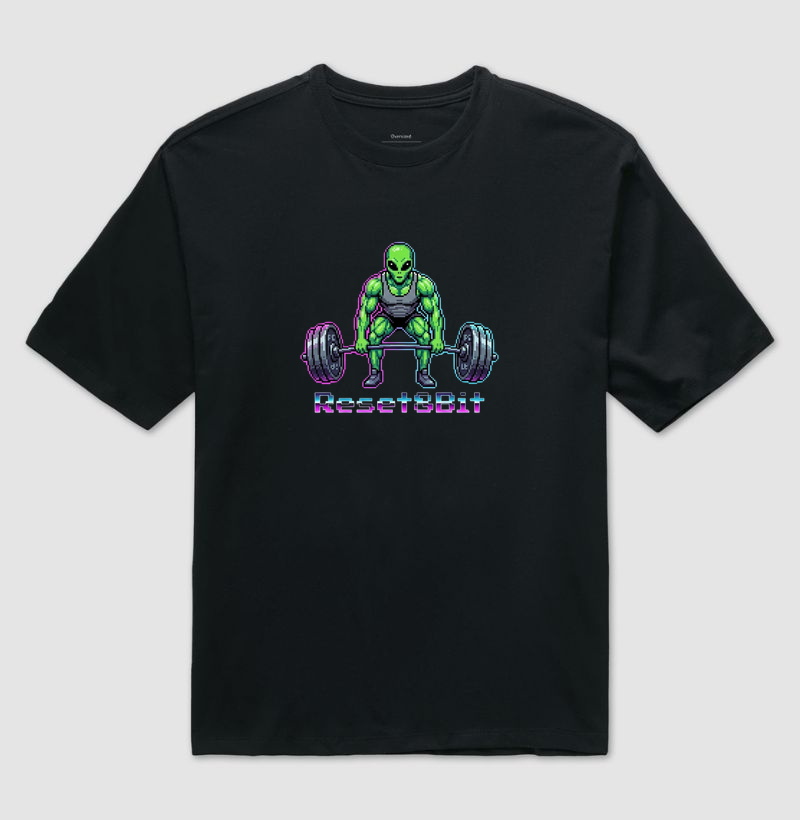 Camiseta Oversized Gym Alien Reset8Bit