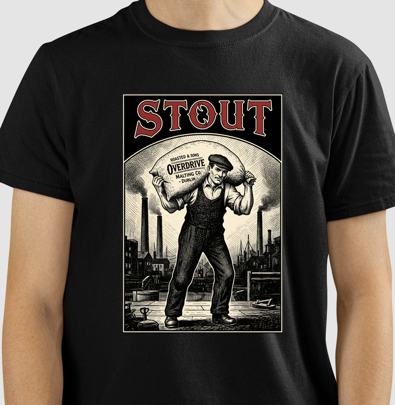 Camiseta Stout Vintage – Overdrive Malting Co. Dublin