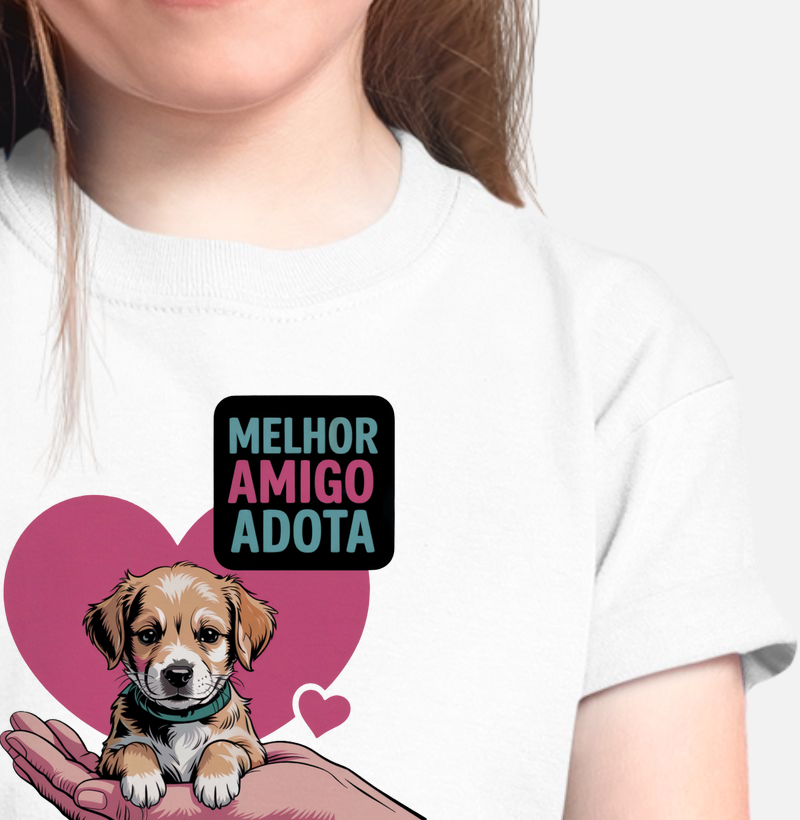 Camiseta Infantil Melhor Amigo Adota - Filhote