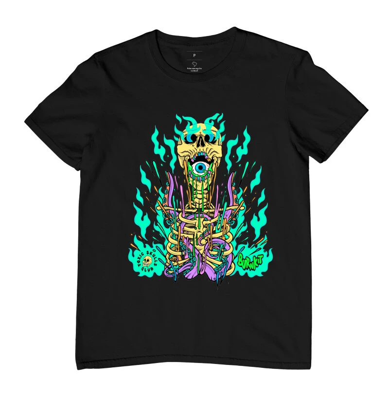 Camiseta Skull - Collab Burnkit X Toxic Skulls Club 