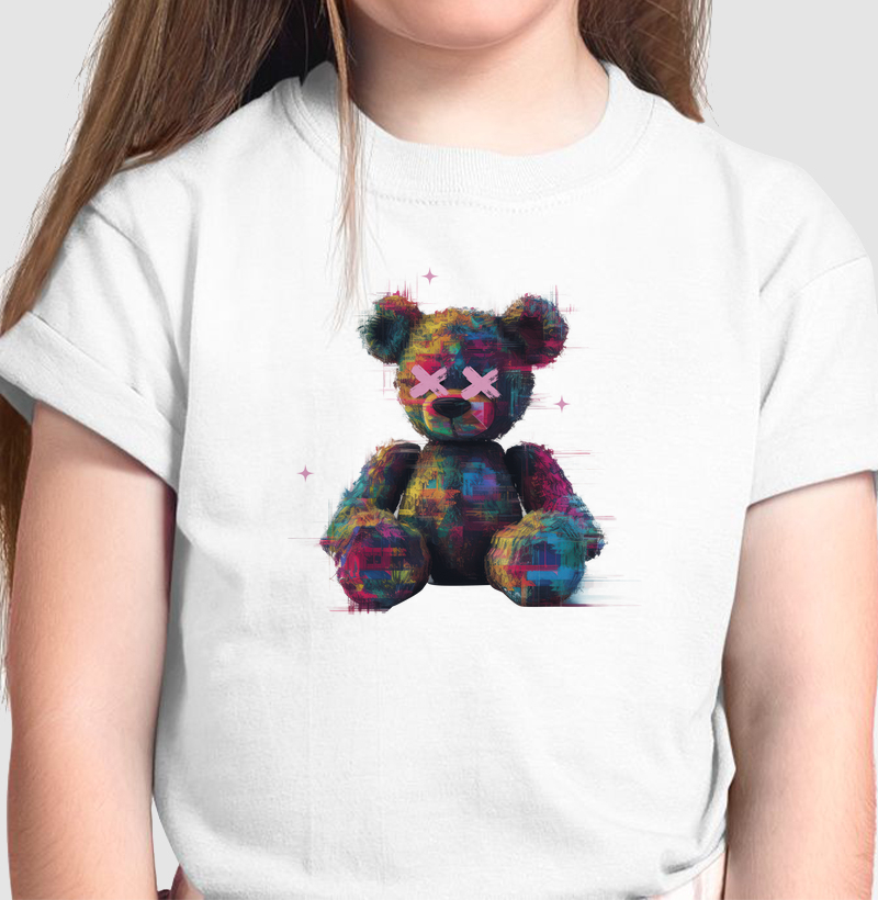 Urso Pixelado: Camiseta Infantil - Estilo Moderno e Criativo