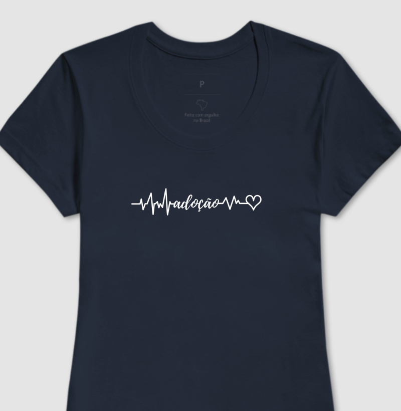 Camiseta Batidas de Amor: Adoção | Feminina | azul marinho