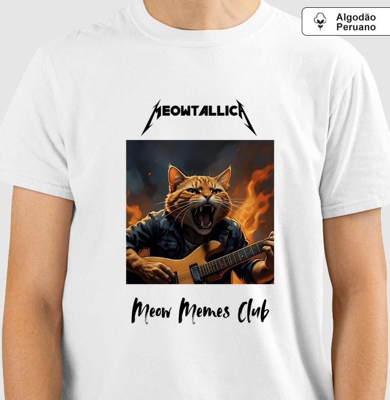 Camiseta, Algodão Peruano, MEOWTALLICA