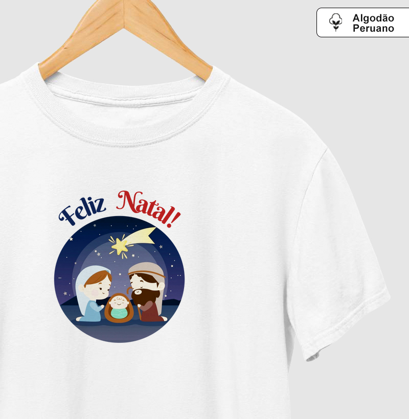 Camiseta Feliz Natal em Algodão Peruano