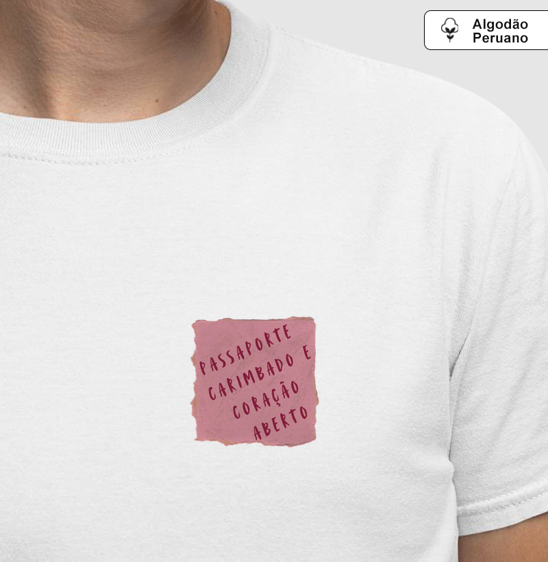 Passaporte carimbado e coração aberto - Algodão Peruano