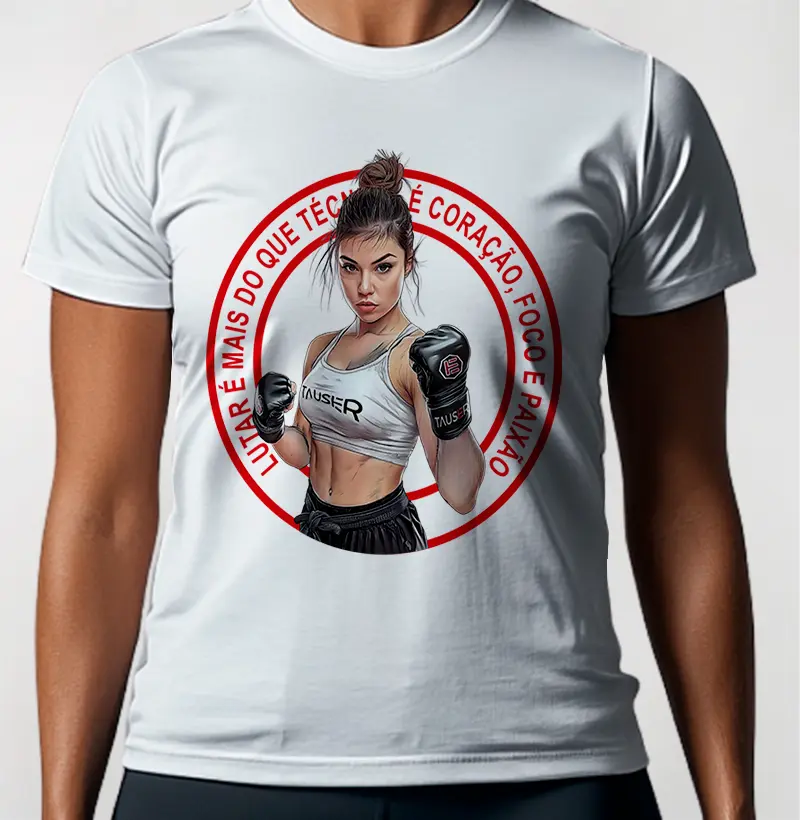 Camiseta Feminina 100% algodão, estampa Lutar é mais