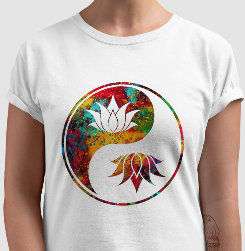 Camiseta yin yang flor de lótus