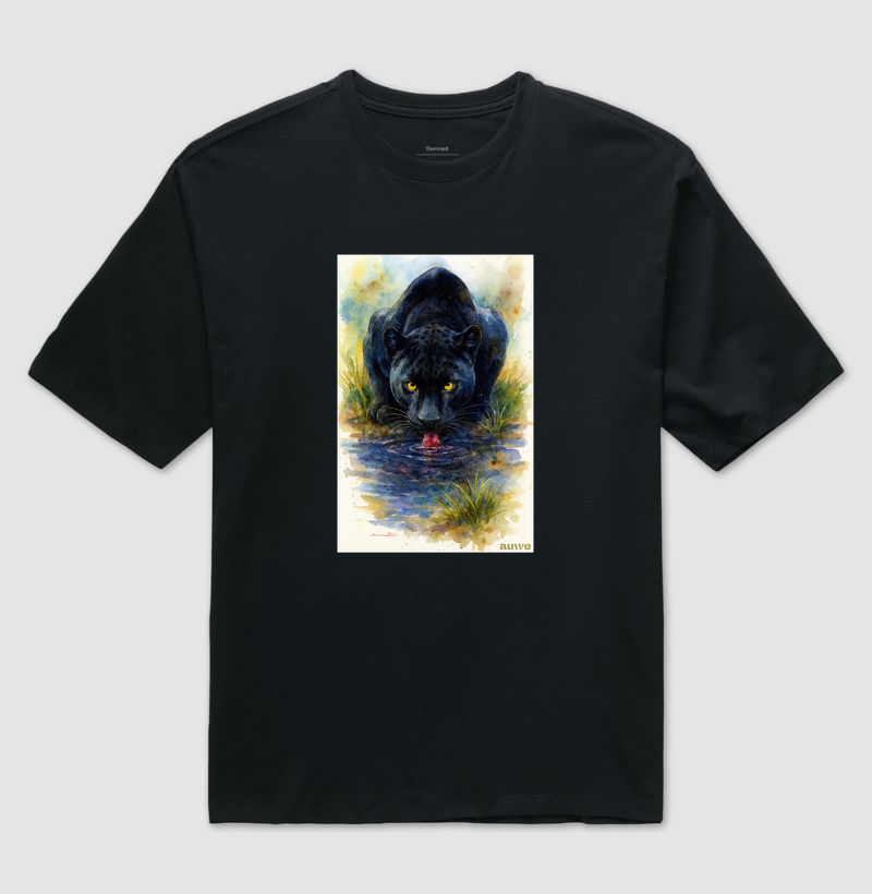 aquarela onça bebendo água