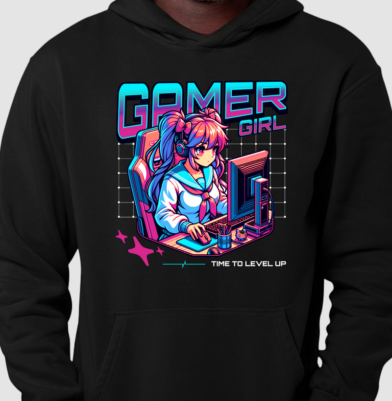 Moletom Slim com Bolso Gamer Girl