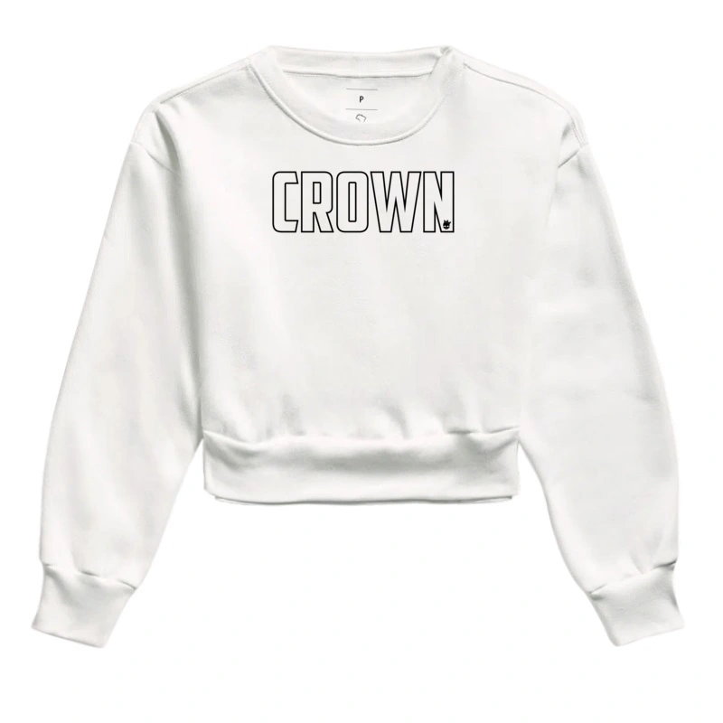 Crown Outline Preto - Moletom Cropped