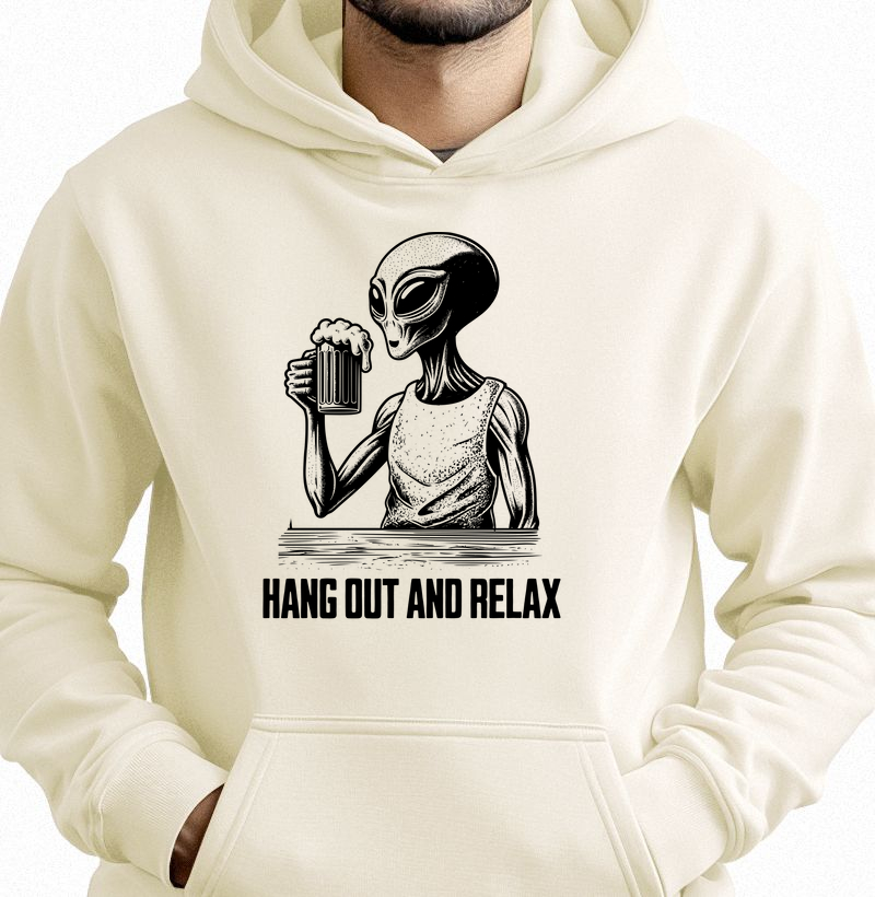 Relax com Estilo: Moletom com Bolso - Design Alienígena Único