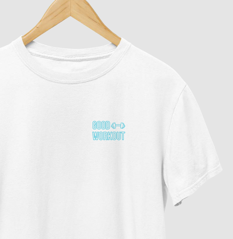 T-shirt Good Workout com Halter Logo Azul