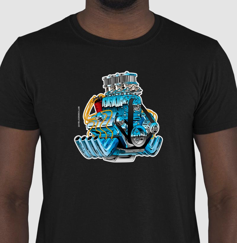 Camiseta Automotiva Motor V8 Desenho Street 100% algodão