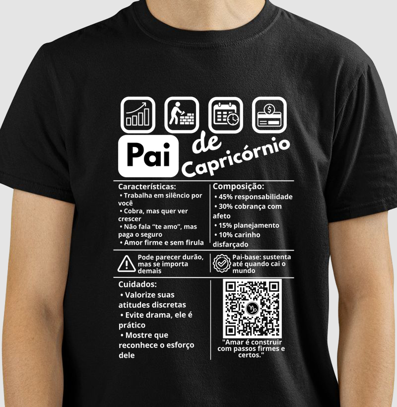 Camiseta Pai de Capricórnio – Amor que Constrói e Sustenta