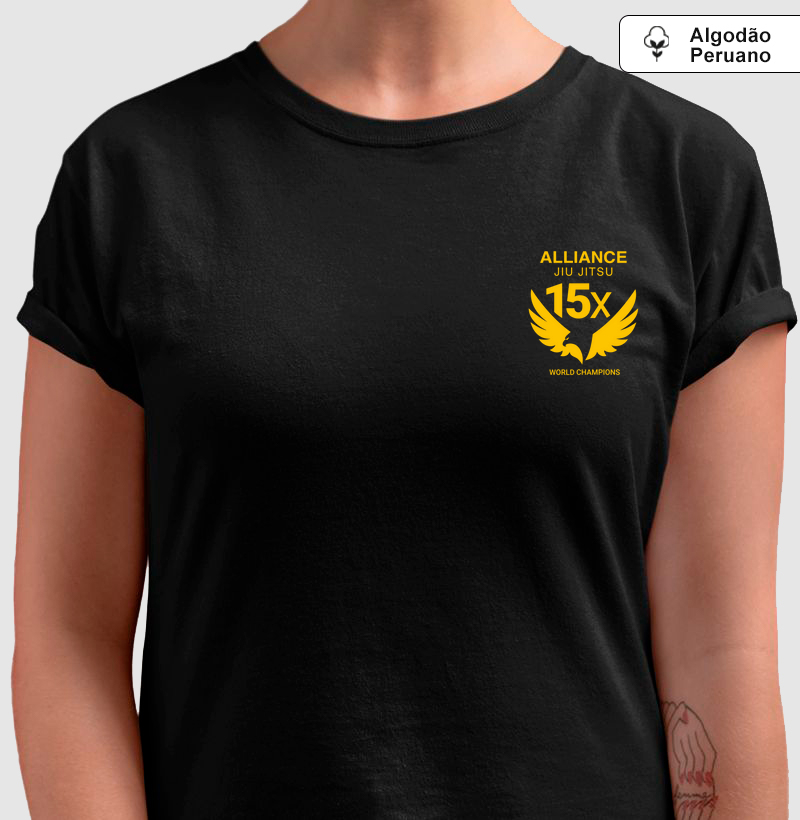 Camiseta Adulto 15x World Champions I Amarelo pequeno