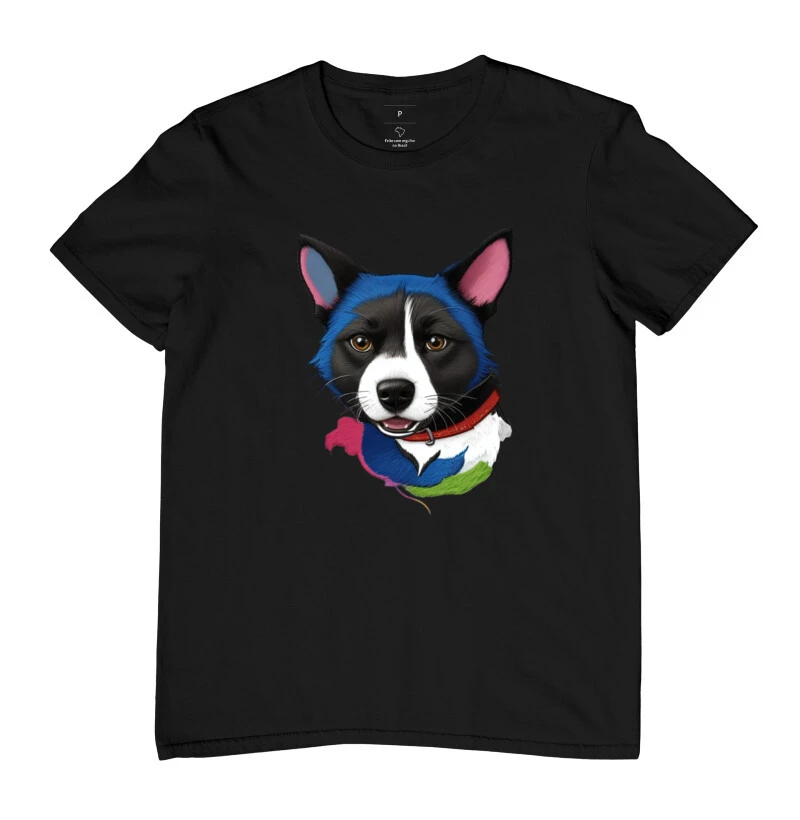 Camiseta border collie estilo bordado fofinho