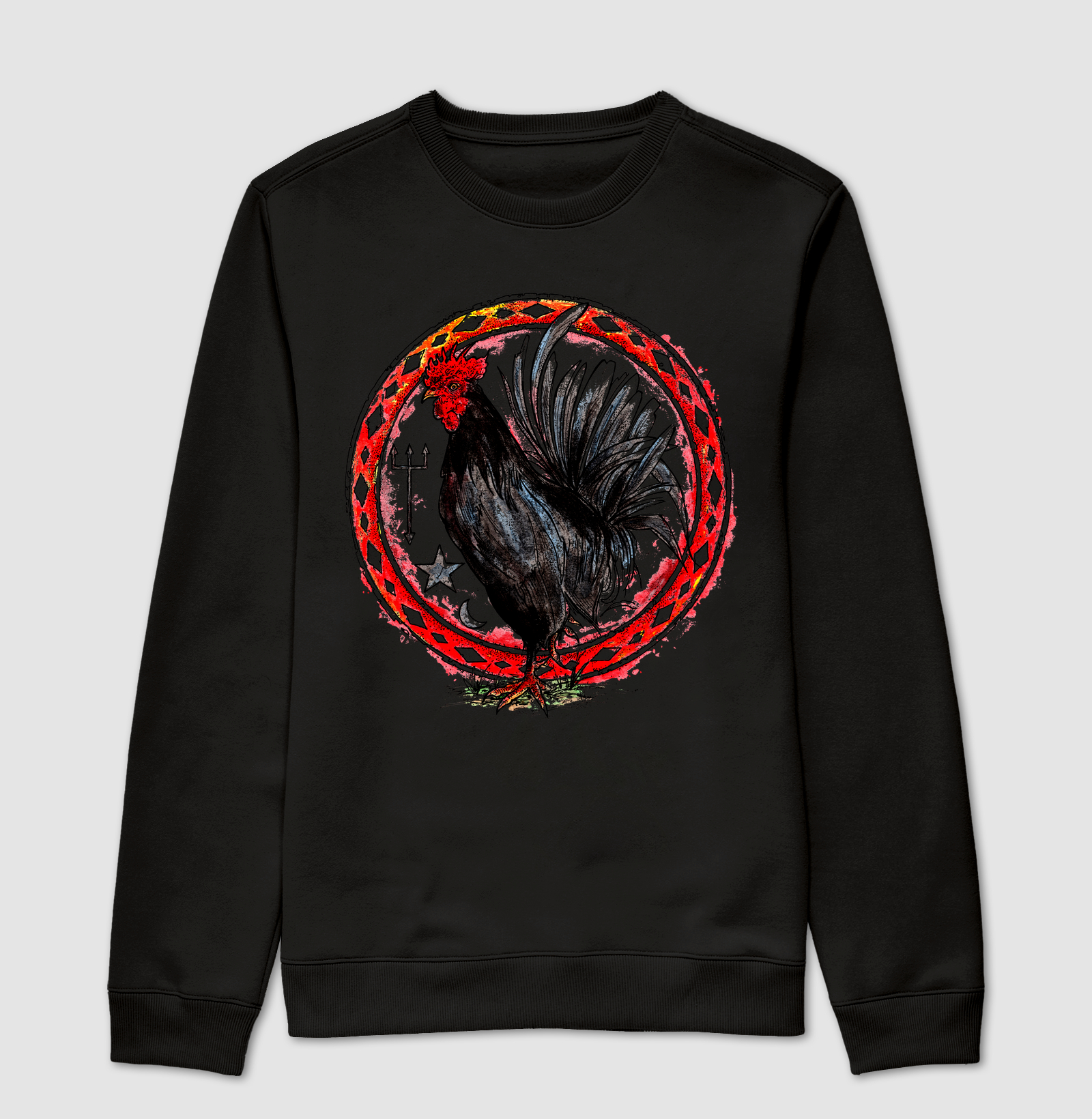 Mandala do Galo Preto: Fé e Tradição no Estilo