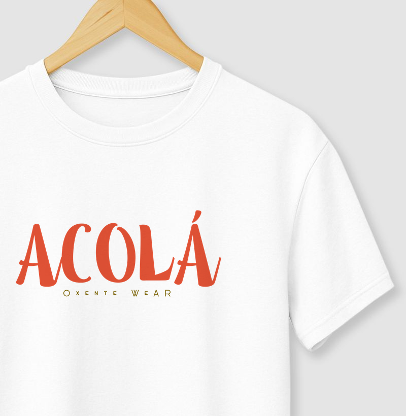 Camiseta "ACOLÁ" (branca/vermelho) | Oxentewear