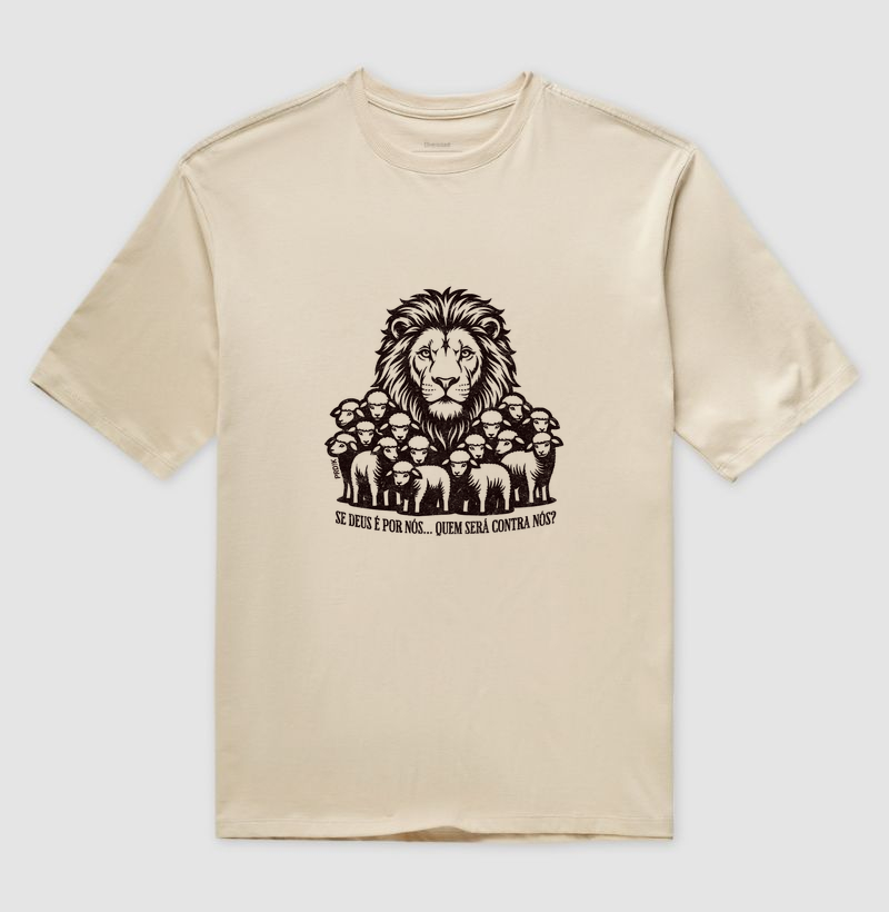 Camiseta Oversized com Estampa - Se Deus é Por Nós