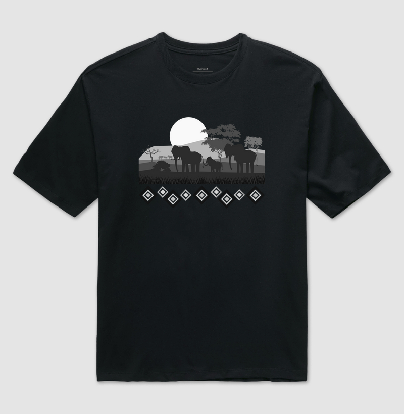 Camiseta Animalis Oversized Por Sol Africa 100% Algodão