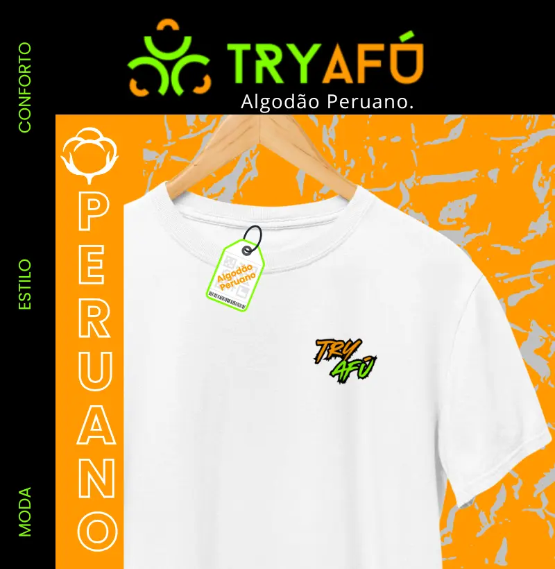 🔥🚀 Camiseta 100% Algodão Peruano da TRY AFÚ Com Estampa Minimalista no Peito –  Discrição Sem Deixar de Representar a Cultura  Das ruas! 🔥🚀